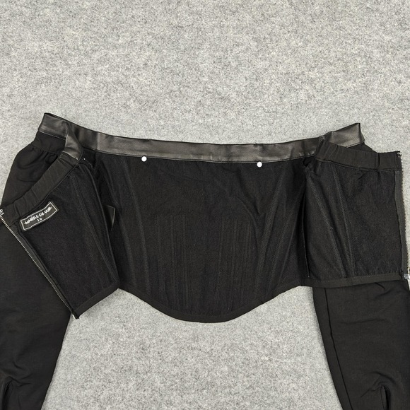 Maniere De Voir Blouse Womens 10 Black Off Shoulder Corset Long Sleeve Crop Top - Picture 3 of 10